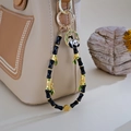 Ciondolo per borsa panda e bambù con perline e foglia verde stile orientale - Ciondolo Panda Bambù(K5913) / Nero