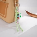 Handwoven green nylon rope sports bag charm with football and basketball beads - Football + Woven Rope Pendant (K5918) / Grass Green