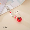 Handmade beaded tomato charm keychain with silver clasp for bags and phones, 13cm length - 3D Tomato (Red)