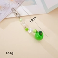Handmade green apple beaded phone charm and keychain with silver lobster clasp and stars - 3D Green Apple