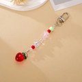 Beaded apple pendant keychain with pastel floral accents and silver lobster clasp - Flower Apple Style