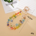 Rainbow beaded keychain with cherry pendant and golden spring clasp, 14.5cm length detail - Multicolor Beads (Cherry Charm)