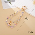 Rainbow beaded keychain with golden clasp and traditional lion dance enamel charm - Teardrop Beads (Lion Dance Charm)