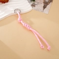 Handmade pink nylon rope pendant with knot design and silver metal clasp detail - Pink