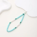 Handmade Tiffany blue polymer clay phone wrist strap with LOVE beads and crystals - Green Clay LOVE Style (K813)