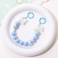 Blue mermaid bead lanyard with bow design and rabbit candy charm for phones - Blue White Bowknot Style (K1723)