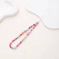 Detail of colorful polymer clay and beaded phone charm strap with macaron tones - Clay Mixed Beads Style (K1900)