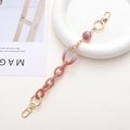 Close-up of pink marble acrylic chain with gold metal clasps for DIY accessories - Pink (K579)
