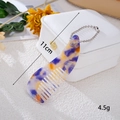 Compact 11cm acetate cat comb charm with blue leopard pattern and metal bead chain - Horn Comb (K5965)