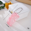 Pink marble pattern acetate kitten comb pendant dimensions 9.5cm by 3.1cm showing size details - Square Comb (K5968)