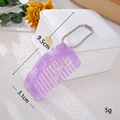 Close-up of purple marble patterned acetate comb keychain with 9.5cm length measurement - Square Comb (K5969)