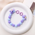 Detail der Perlen-Handykette mit lila Blumenanhängern und mattem Farbverlauf - K952 Violette Blumenkette