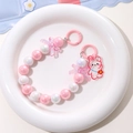 Colorful mermaid beaded keychain with cute bunny pendant for water bottles and bags - Pink and White
