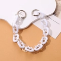 Catena in acrilico bianco e trasparente con moschettoni ad anello in argento - Bianco