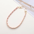 Pink leather woven gold chain strap for handbags and phone cases with lobster clasps - Hand Chain / Pink Style (K1734)