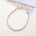 Elegant gold metal chain interwoven with white leather strap and dual lobster clasps - White