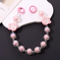 Cadena rosa de cuentas para teléfono con ositos lindos y dos ganchos redondos para llevar - Estilo Conejo Rosa (K303)