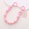 Pink mermaid beaded phone strap with bow charm and floral tulip pendant accessories - Bowknot Charm (K2010) / Pink Bow Style