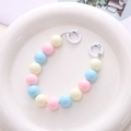Macaron pastel 16mm acrylic bead mobile chain with white spring ring buckles - Hand Chain / K859-Pink+Blue+White