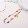 Handmade beaded phone strap with colorful heart beads and yellow gummy bear charm - Cartoon Bear Heart Style (K823)