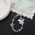 Detail von schillerndem Schmetterling und weißer Schleife Perlen Handy Kette mit Sternen - AB Irisierender Schmetterling Stil (K998)