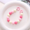 Detail of 16mm pink and cream acrylic beads phone strap with spring ring clasps - Hand Chain / K860-Pink+Rose+White