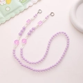 Candy-colored acrylic beaded phone strap with purple heart and butterfly charm - K1198 Purple