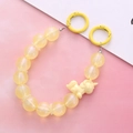 Charming yellow unicorn beaded lanyard with sparkling beads and metallic spring clips - Unicorn Hand Chain / Yellow (K2039)
