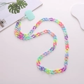 Cadena de acrílico macarrón colorido para móvil con cierre de resorte plateado elegante - Cadena de Acrílico de Color Sólido con Parche Verde