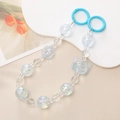 Iridescent beaded phone charm with cat paw and kitten shaped acrylic beads in blue hues - Hand Chain / K103 Acrylic Cat Head Hand Chain (Blue)