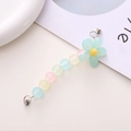 Matte bunte Handyperlenkette mit Acrylblumen-Anhänger und silbernem Metallverschluss - Blumenanhänger-Stil / Grüner Blumen-Stil (K556)