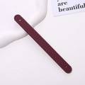 Detail of burgundy lychee grain PU leather wrist strap with neat stitching and holes - Litchi Texture Style / Coffee