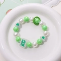Bracciale di perline fatto a mano con ciondolo mahjong FA verde e perle per telefono - Ciondolo / Verde