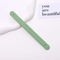 Detail of light green litchi texture PU leather wrist strap with refined stitching - Light Green