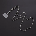 Macro shot of silver beaded metal chain strap and clear phone case connector patch - K1660-6mm Silver Bead Chain