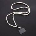 Elegant white faux pearl phone lanyard with silver metal clasp and crossbody strap design - K1661-10mm Artificial Pearl Chain (Silver Buckle)