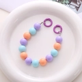 Detail of 16mm colorful acrylic round beads chain with purple spring rings for DIY crafts - Hand Chain / K934-Purple+Orange+Blue