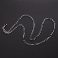 Detail view of 120cm silver metal phone chain strap with lobster clasp on black background - K1653-7.5mm Silver Iron Chain