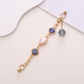 Detail of DIY phone chain with gold link strap, pink faux pearl, and blue glitter hexagon charms - Artificial Pearl Gem Chain (K374) / Gold