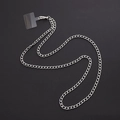 Catena per cellulare in metallo argento con moschettone e inserto trasparente - K1648-8mm Catena in Ferro NK Argento