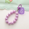 Catena per cellulare con perline viola iridescenti e ciondolo a cuore Love Ya per borse - K1568 Ciondolo a Cuore con Perline (Viola) / Viola