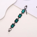 Gunmetal rectangle emerald green glass gem phone strap chain bracelet with screw buckle - Rectangular Dark Green Gem (k190) / Dark Green