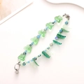 Beaded butterfly phone strap featuring blue and green cat eye beads with stone charms - K599 Double Chain Glazed Cat Eye Bracelet Green