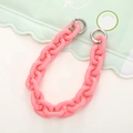 Close-up of pink acrylic chunky chain link with silver metal rings for DIY bags - Deep Pink