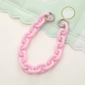 Catena in acrilico rosa smerigliato con anelli in metallo per borse e custodie per cellulari - Rosa