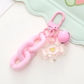 Cute pink candy acrylic keychain with bell and lobster clasp for school bags - Pink Chain Candy