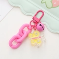 Pink acrylic butterfly keychain with metal clasp and chain for bags and headphones - Rose Red Chain Butterfly