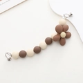 Detail of matte acrylic flower beads and silicone pearls for DIY mobile phone strap - White and Coffee Color Block Flower Style (K616)
