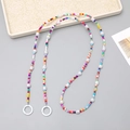 Cordino a tracolla con perline colorate e perle bianche con fibbie a molla rotonde - Stile Mini Perline Colorate (K421)