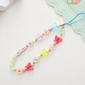 Detail of candy-colored acrylic beads phone strap with flower and butterfly charms - Colorful Butterfly Style (K1031)